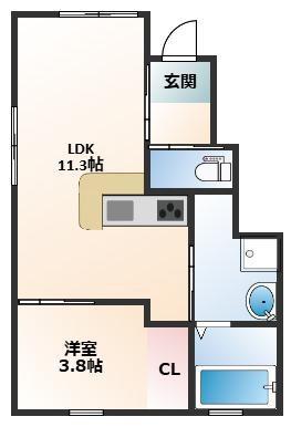 LEA NALU加納(1LDK/1階)の間取り写真