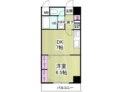 TKレジデンス(1DK/3階)の間取り写真