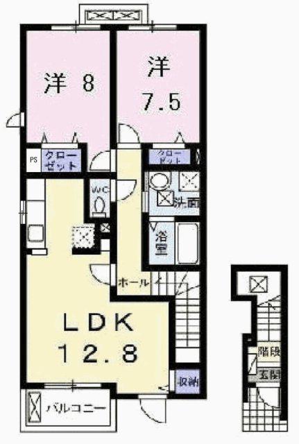 カーサフェリーチェII(2LDK/2階)の間取り写真