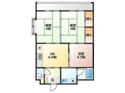 ヴィラ中川II(3DK/2階)の間取り写真