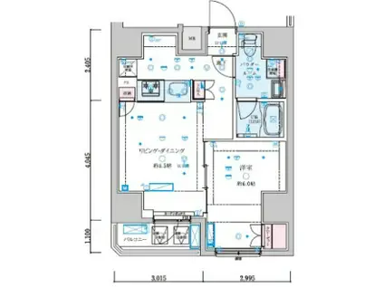 GENOVIA文京千駄木(1LDK/8階)の間取り写真