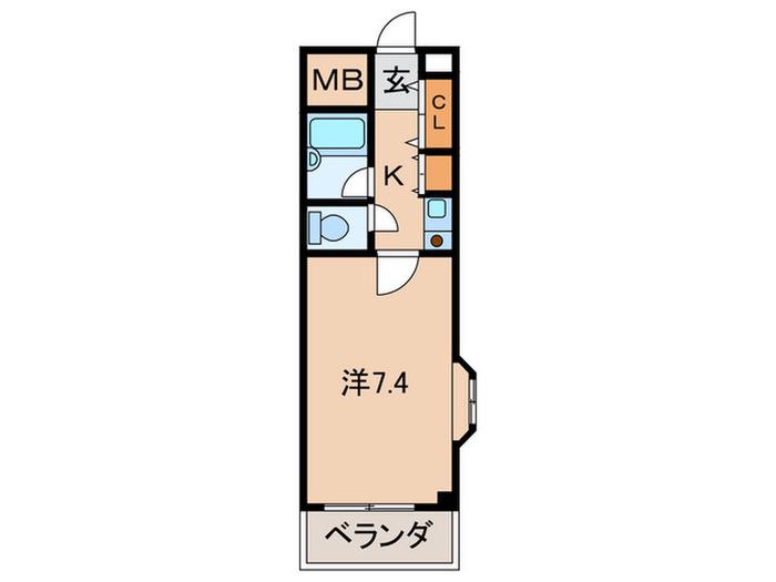 ハビタビリスII(1K/2階)の間取り写真