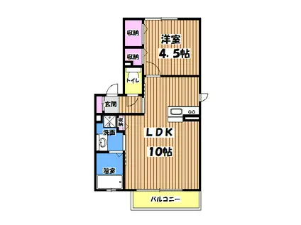 アクシス(1LDK/2階)の間取り写真