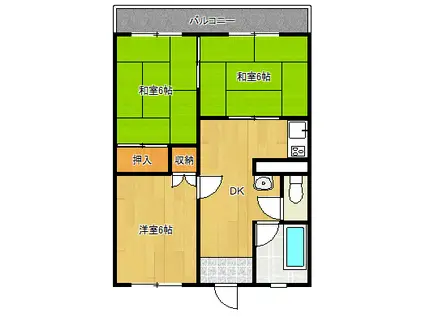 疋野ハイツ(3DK/2階)の間取り写真