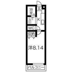 シャトウ清栄(1K/1階)の間取り写真