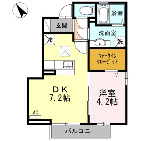 エクセル21(1DK/1階)の間取り写真