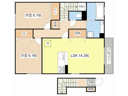メゾン大ノ口(2LDK/2階)の間取り写真