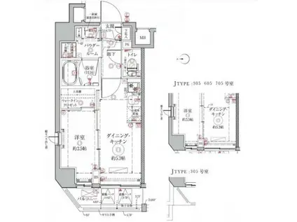 クレイシアアイズ祐天寺(1DK/6階)の間取り写真
