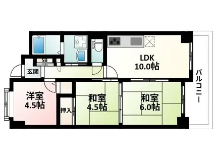 ライオンズマンション新大阪第6(3LDK/11階)の間取り写真