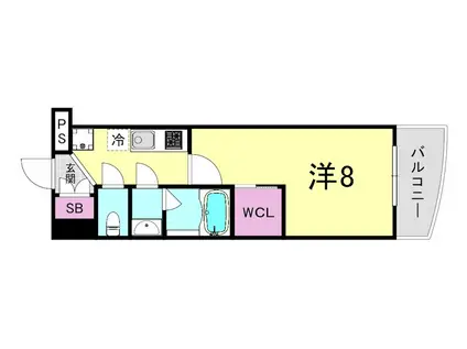 LUXE難波南(1K/13階)の間取り写真