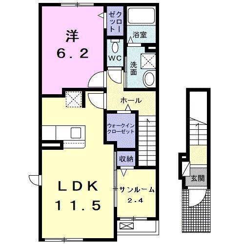 シャルマンII(1LDK/2階)の間取り写真
