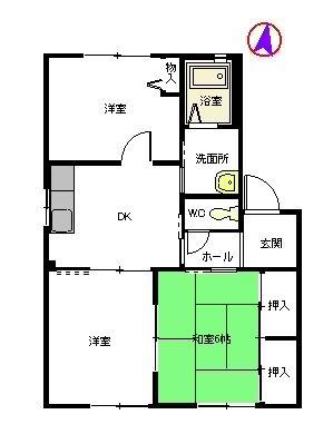 ケルンハイツ A棟(3DK/1階)の間取り写真
