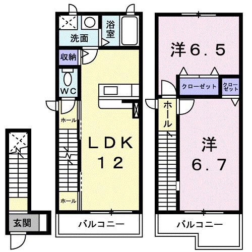 メゾン・オー スリー(2LDK/2階)の間取り写真