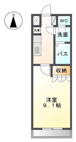 ソワセルクル長船(1K/1階)の間取り写真