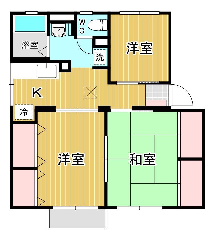 ソファレイトウB棟(3K/1階)の間取り写真
