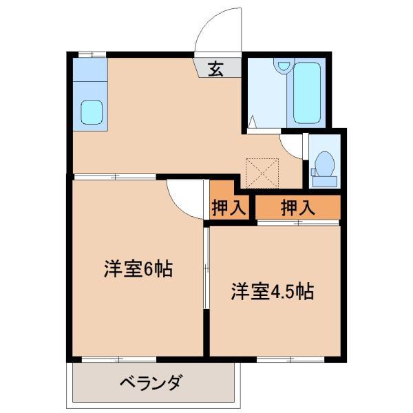CASA21(2DK/2階)の間取り写真