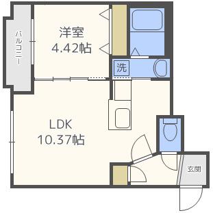 NORDESTA旭ヶ丘(1LDK/2階)の間取り写真
