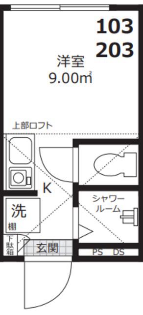 シャンピニオン都立大(ワンルーム/1階)の間取り写真