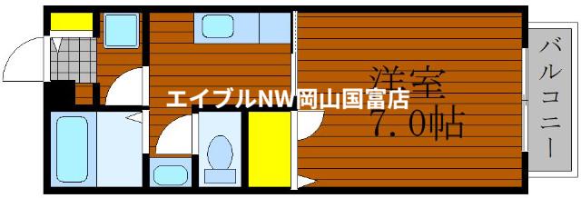 アンテリジャン小川(1K/2階)の間取り写真