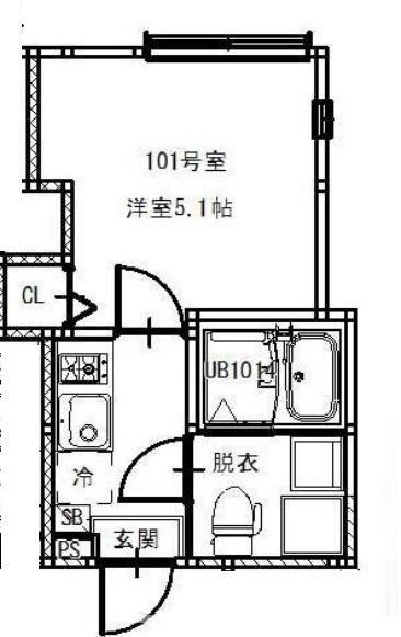 ZENITH 平井(1K/1階)の間取り写真