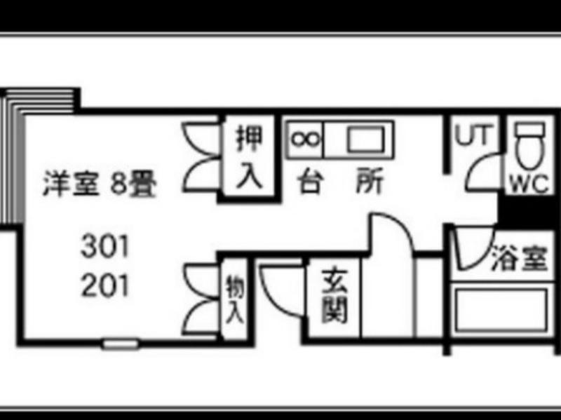 ウエストポート614(1K/2階)の間取り写真