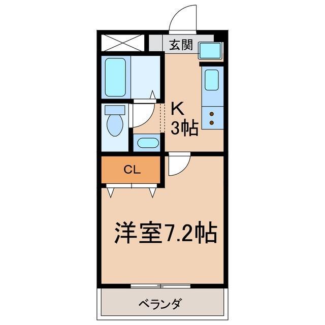 フォーティワン(1K/2階)の間取り写真
