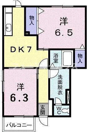 ドゥーヴアン(2DK/1階)の間取り写真