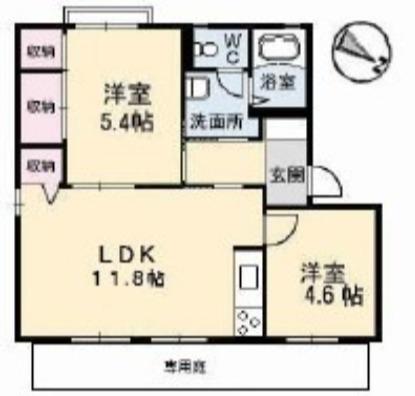 グレースプラザ早島(2LDK/1階)の間取り写真