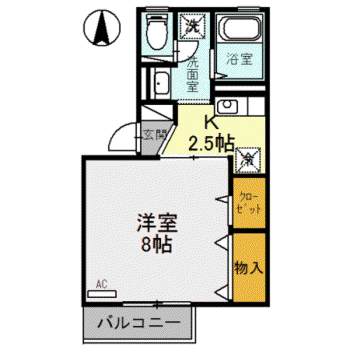 ロイヤルファミールIIA(1K/1階)の間取り写真