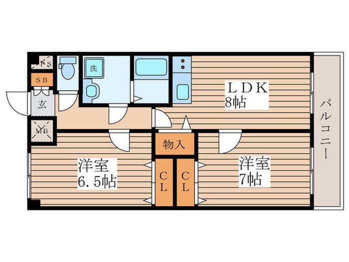 アンバーヴィレッジ阿佐ヶ谷2(2LDK/4階)の間取り写真