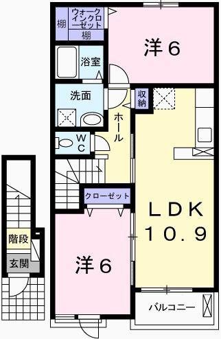 グラン フレールII(2LDK/2階)の間取り写真