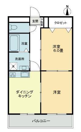 グリーンハイツ池戸・第2(2DK/4階)の間取り写真
