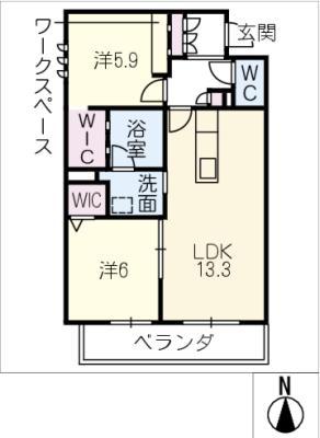 シャーメゾンステージ茜部本郷(2LDK/4階)の間取り写真