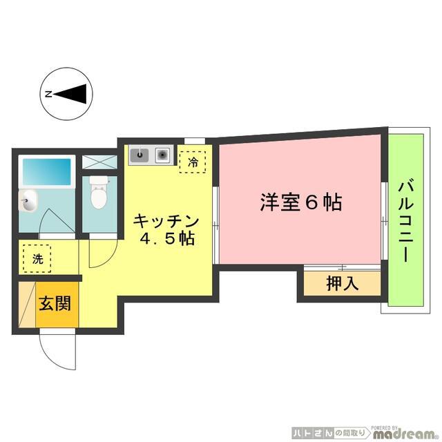 クラウンハウス(1DK/1階)の間取り写真