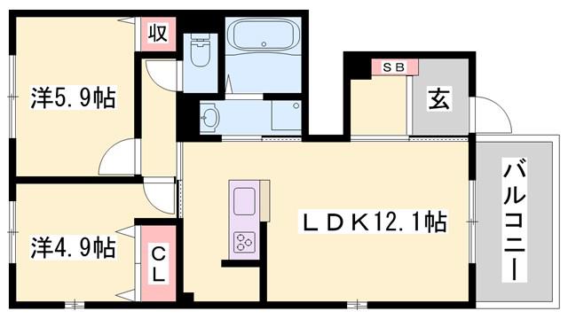 アレグリア(2LDK/1階)の間取り写真