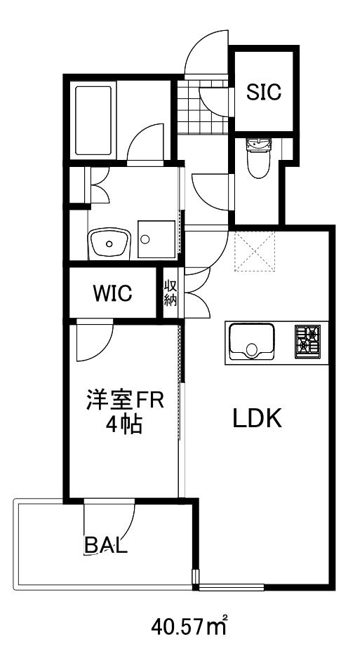 プラウド神戸トアロード(1LDK/6階)の間取り写真