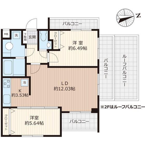 BEVERLY HOMES 豊島園(2LDK/3階)の間取り写真
