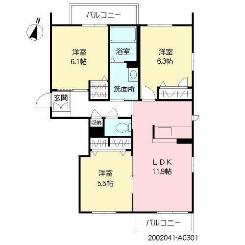 パストラルヴィラ(3LDK/3階)の間取り写真