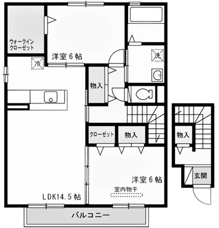 フローラルコート(2LDK/2階)の間取り写真