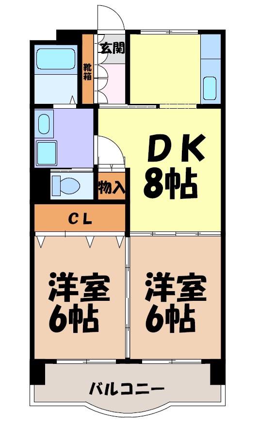 第二若葉ビル(2DK/1階)の間取り写真