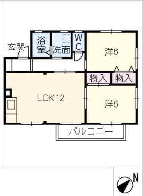 ハイムヨシミ(2LDK/1階)の間取り写真