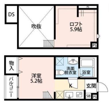 サンティエ袋山(ワンルーム/1階)の間取り写真