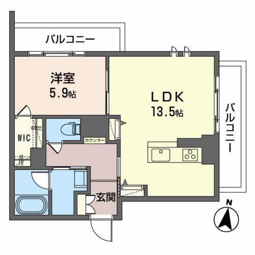 コンフォール木町(1LDK/4階)の間取り写真
