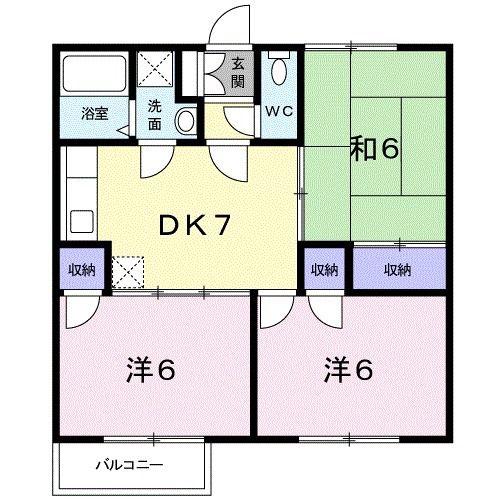 アップタウン2番館(3DK/2階)の間取り写真