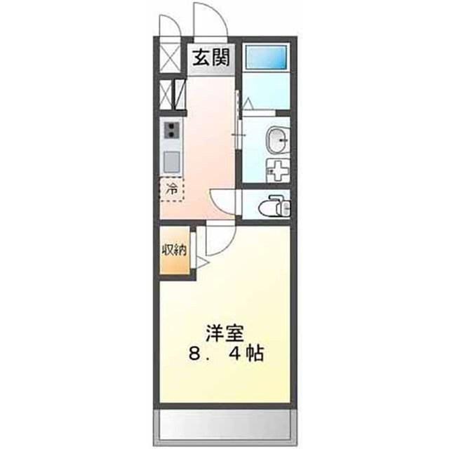 ウィンドヒルB(1K/2階)の間取り写真