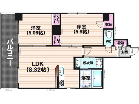 リンクス エム(2LDK/4階)の間取り写真