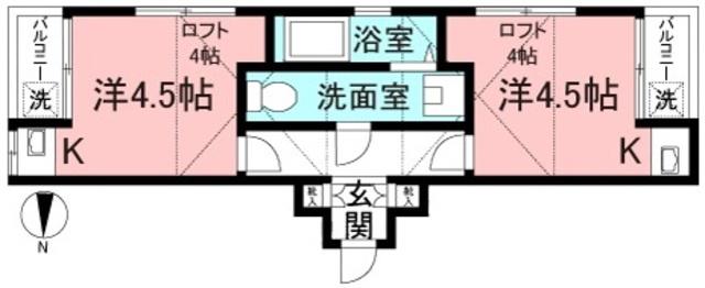 セイワハイツ・1(2K/2階)の間取り写真