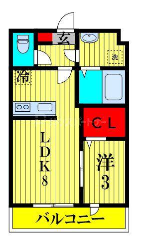 ガーデンヒルズ宮原(1LDK/2階)の間取り写真
