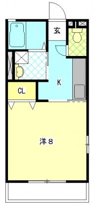 サングリーン(1K/1階)の間取り写真