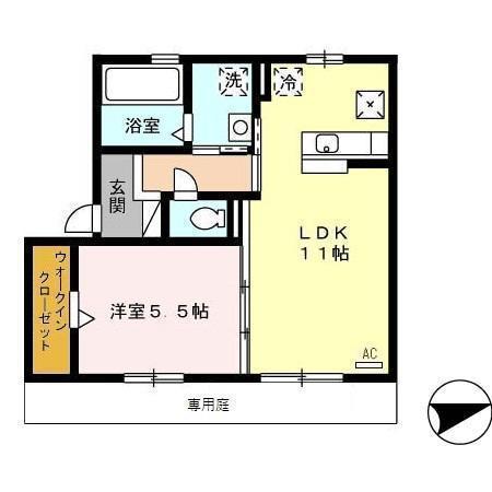 シェソワ相木(1LDK/1階)の間取り写真